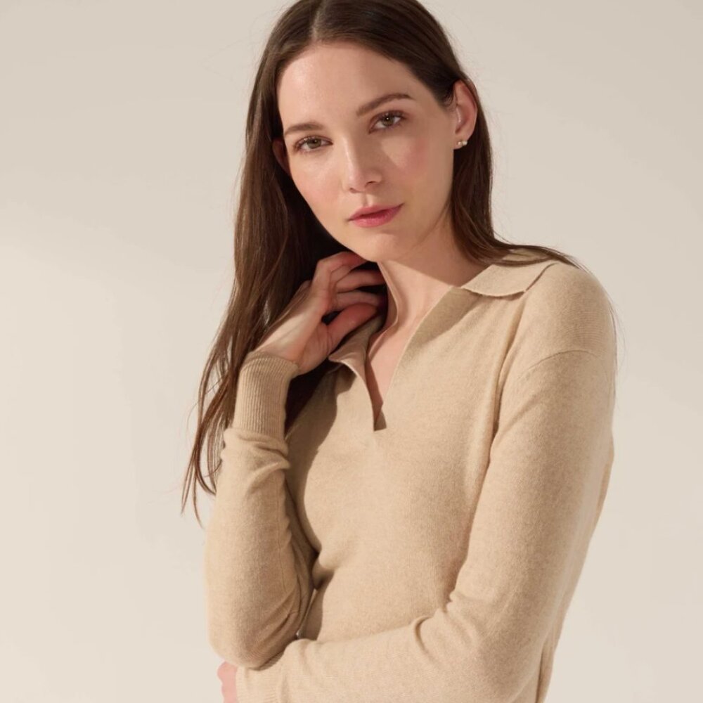 Italic Camila Airy Cashmere Collared Sweater in Cinnamon XS